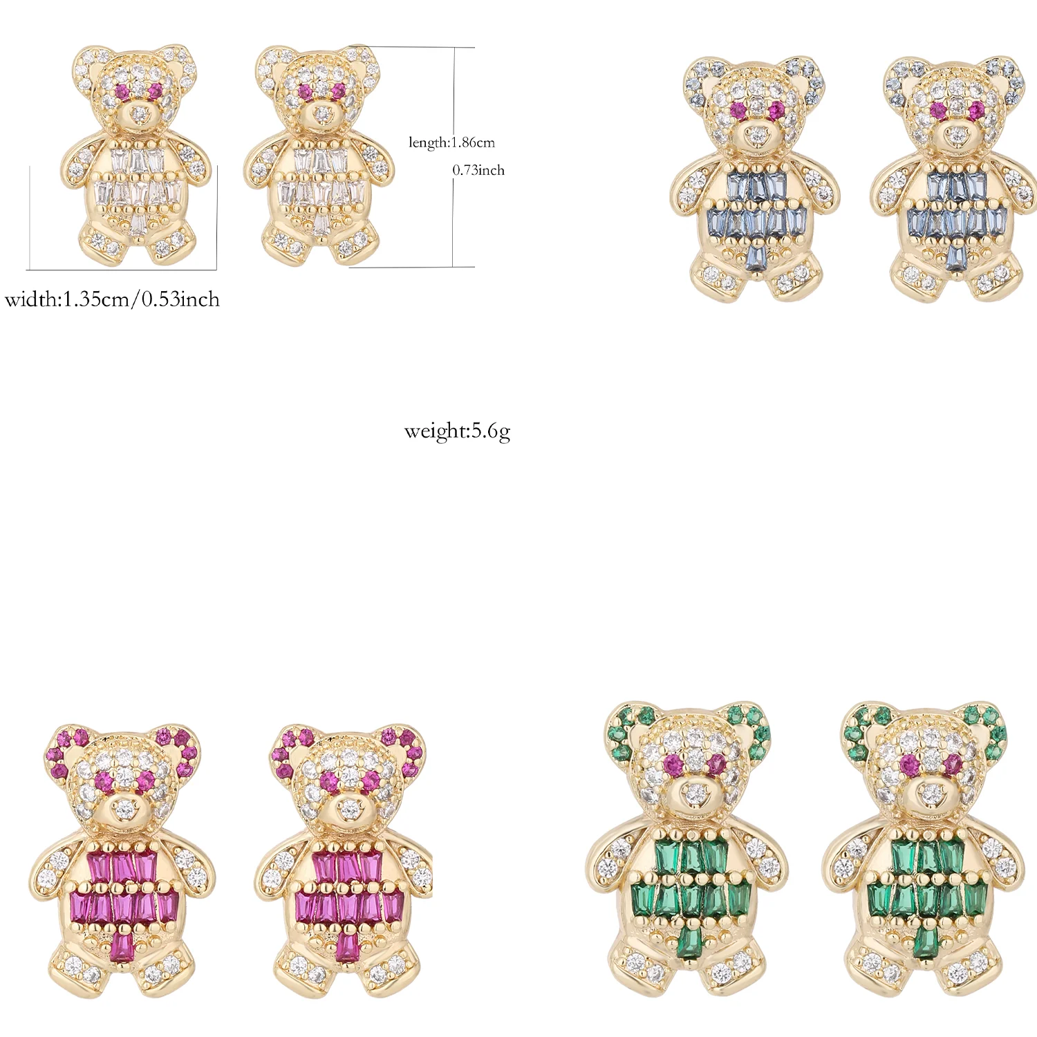 Festive bear earrings legth:1.86cm/0.73inch--width:1.35cm/0.53inth--weight:5.6g Girls Cute Dress up Christmas Holiday New Year e