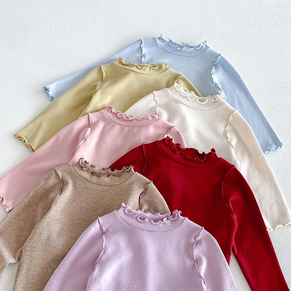 Children's Blouse 1-6T Kids Clothes Solid Color Thin Shirt for Girl Kids' Tops and T-shirts 7 Colors Baby Undershirt