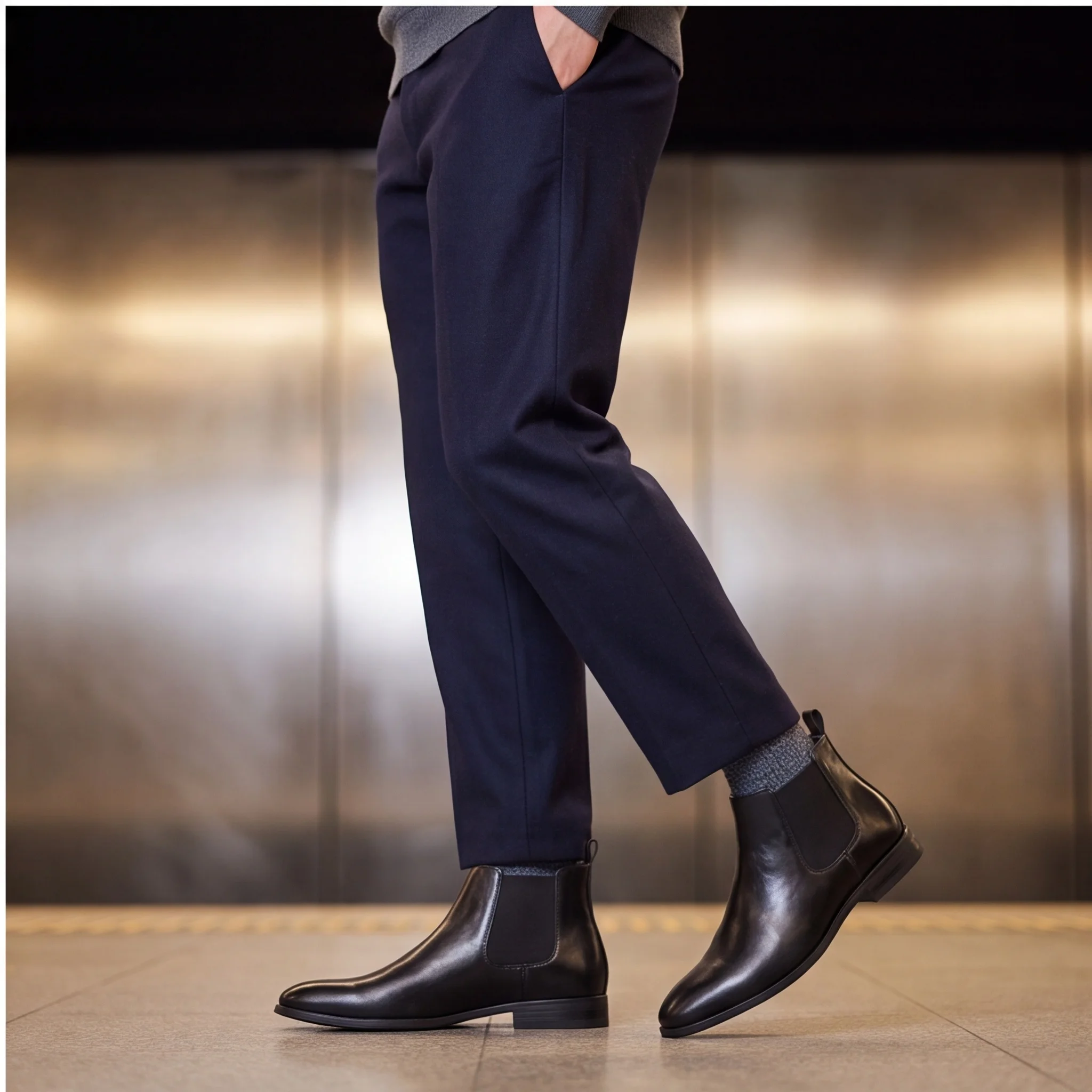 Chelsea Boots For Man Elastic Side Men's Boots For Man Pull On Style Ankle Boot Style Rubber Sole Rear Pull Tabs