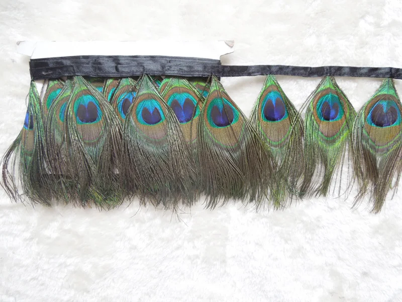 

Wholesale! 2Meters/10Meters/Lot Natural Peacock Eyes Feather Ribbon 5-7inches/13-18cm Trims For Dress with Peacock Eyes