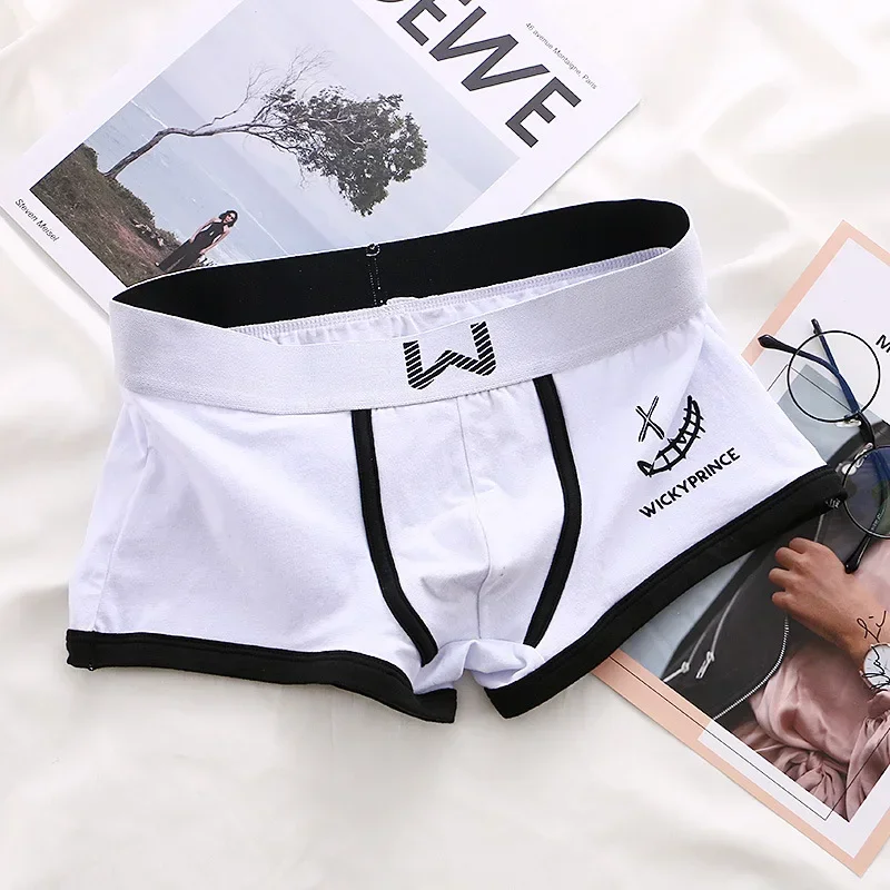 Men's Fashion Smile Printed Trunk Skin Friendly Cotton Breathable Comfy Sports Panties Simple Contrast Sweat Absorp Boxer Shorts