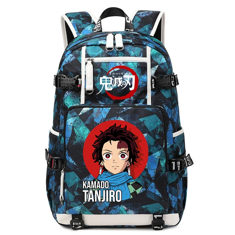 Demon Slayer Anime Print Student Backpack Large Capacity Casual Daypack for Boys Girls Kids School Bag view 2
