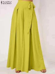 Autumn Women High Waist Wide Leg Pants 2024 ZANZEA Casual Long Trousers Elegant Flare Pant Oversized Streetwear Pleated Pantalon