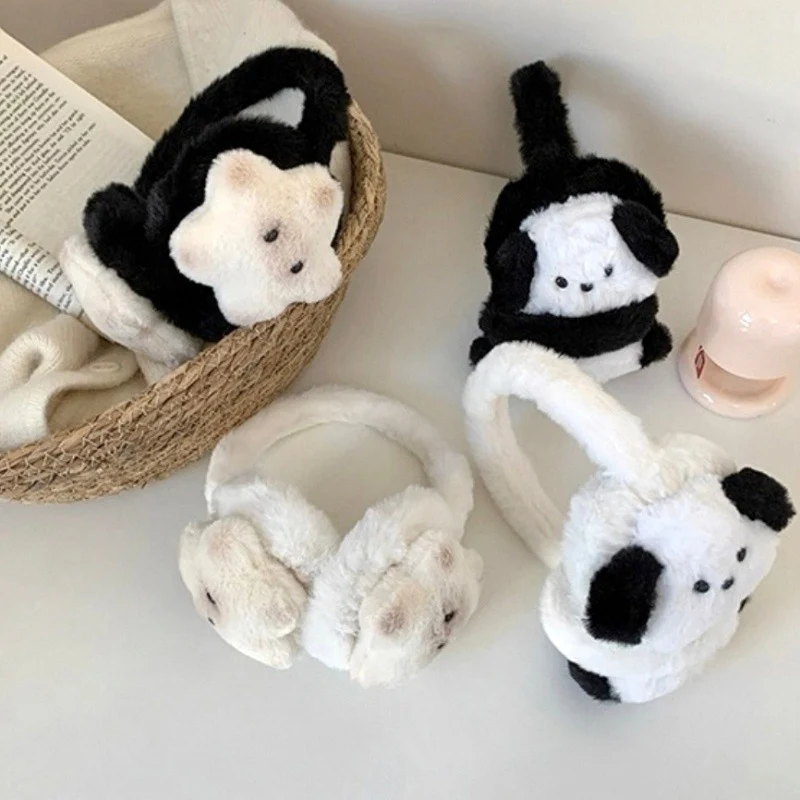 

Пушистые наушники в форме звезды в корейском стиле, женские защитные наушники от холода, сохраняющие тепло, однотонные плюшевые наушники, аксессуары для велоспорта