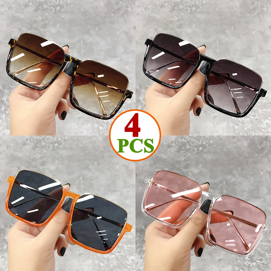 Sunglasses Women 2024 Drive Travel Big Square Frame Luxury Brand Design Gradient Colors Vintage Sun Glasses Ladies Men Unisex