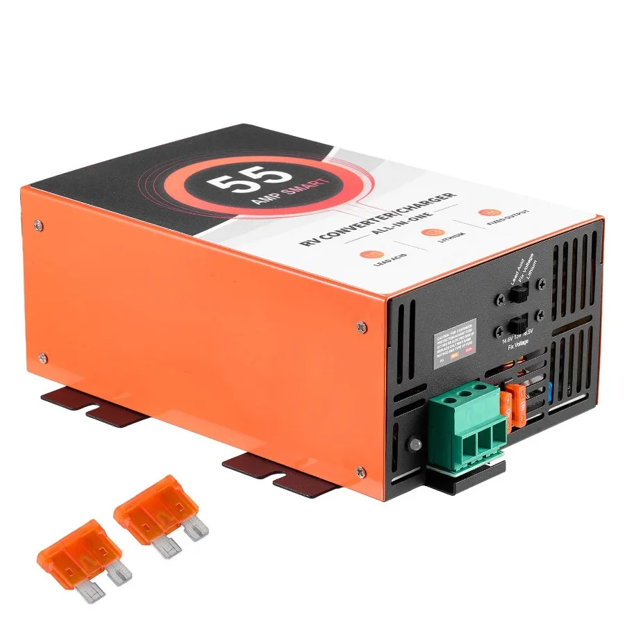 

RV Power Converter 55 Amp 110V AC to 12V DC Multi Stage Smart Charging Battery Charger 13V to 16.5V Operating Range Compatible