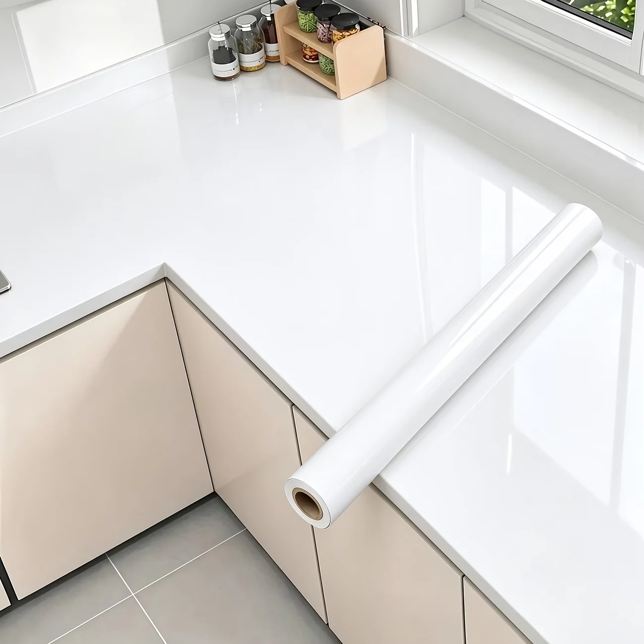 Bright Pearlescent White Marble Vinyl Contact Paper Waterproof Wallpaper For Kitchen Backsplash Cupboard Desktop Renovation.
