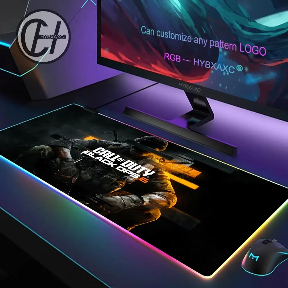 ゲームコールオブD-デューティブラックオプス6 SマウスパッドRGB LEDライト滑り止めラバーベース防水オフィスPCホームベストプライスデスクマット