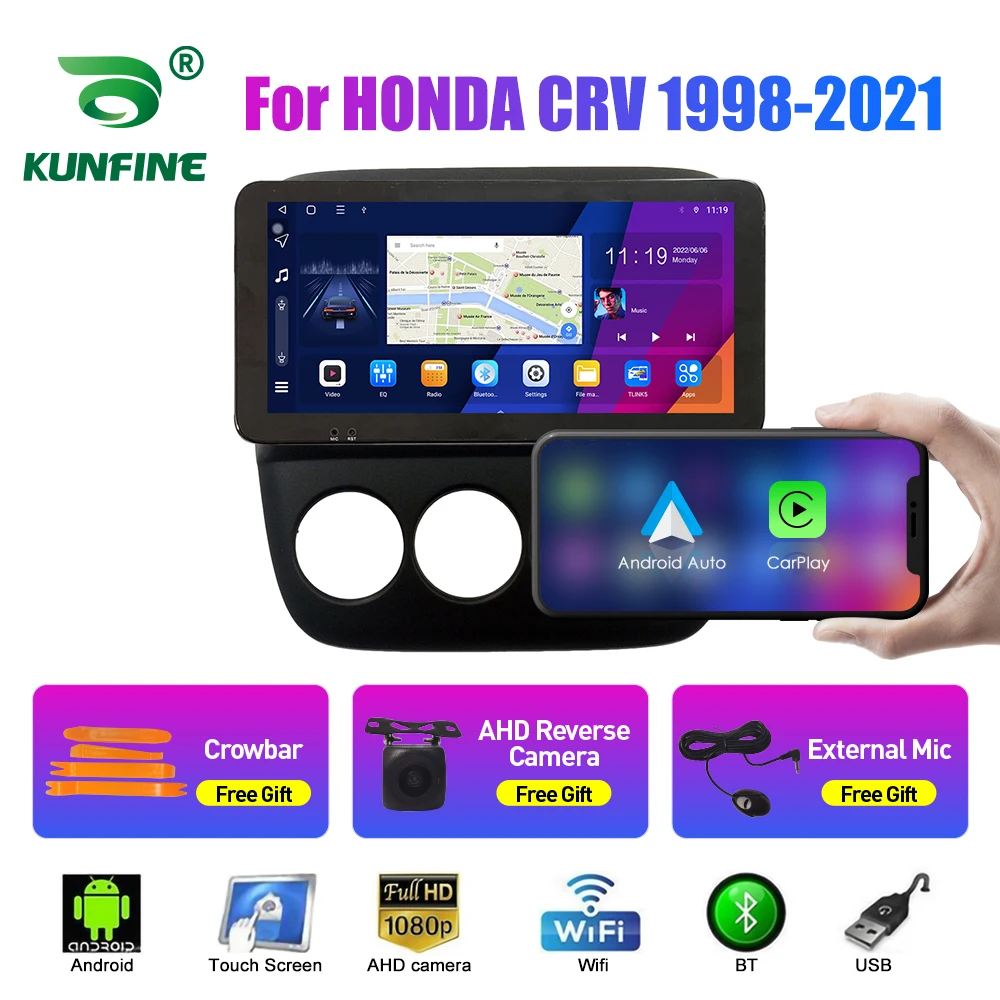 

10,33-дюймовый автомобильный радиоприемник для HONDA CRV 1998-2021 2Din Android, восьмиядерный автомобильный стерео DVD, GPS-навигатор, плеер, QLED-экран Carplay