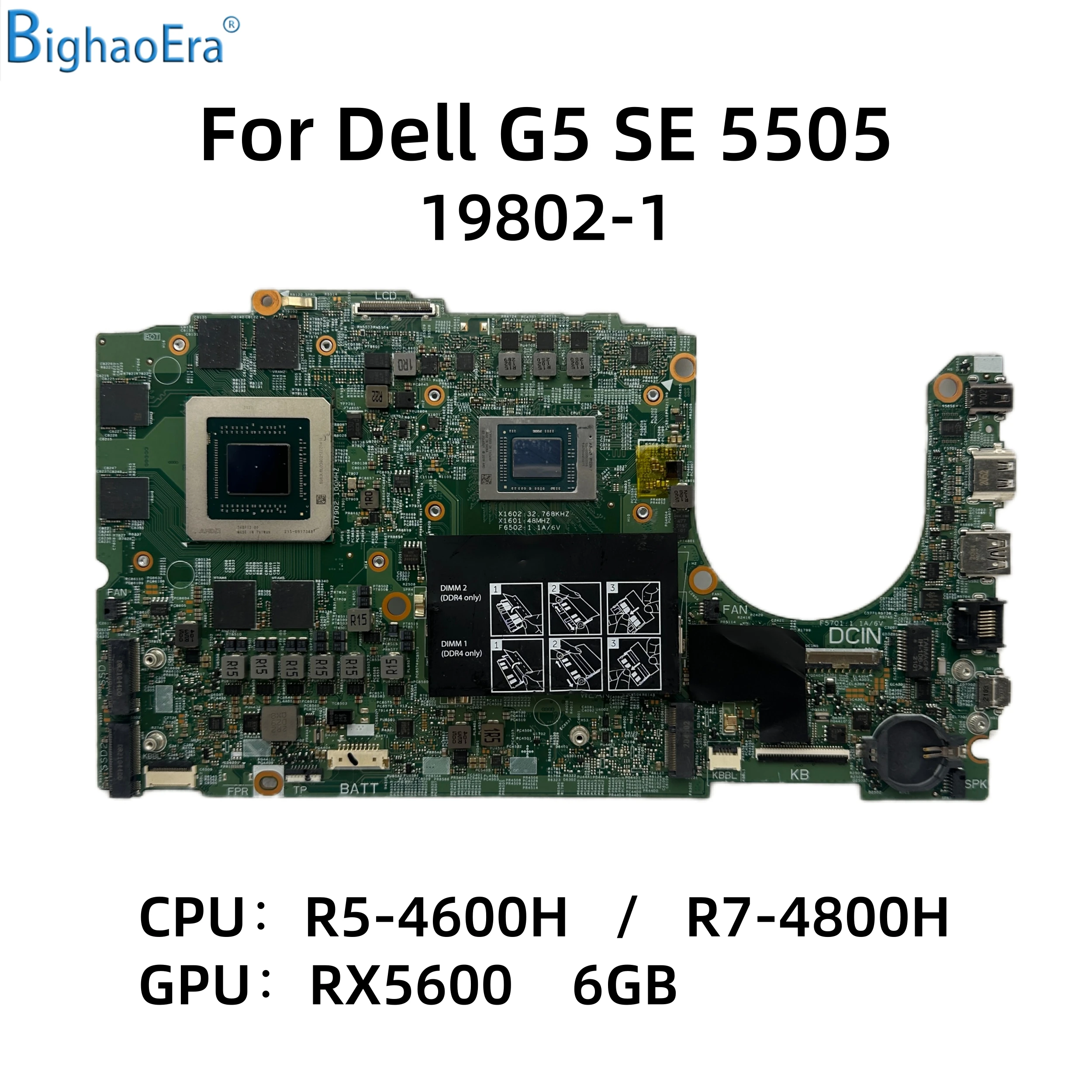 19802-1 para la placa base del ordenador portátil Dell G5 SE 5505 con R5-4600H R7-4800H CPU RX5600 6GB-GPU DDR4 CN-0JT83K 0JT83K0JT83K CN-0NCW8W
