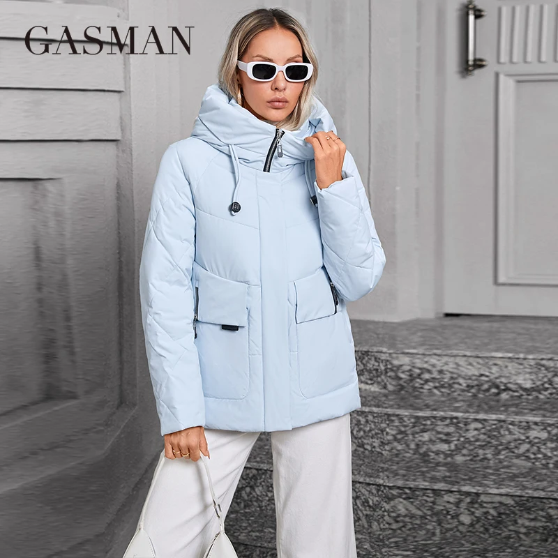 GASMAN 2024 Winter Down Jacket Collection Fashion Solid Stand-up collar Women Coats Elegance Hooded Women\'s jackets 83278