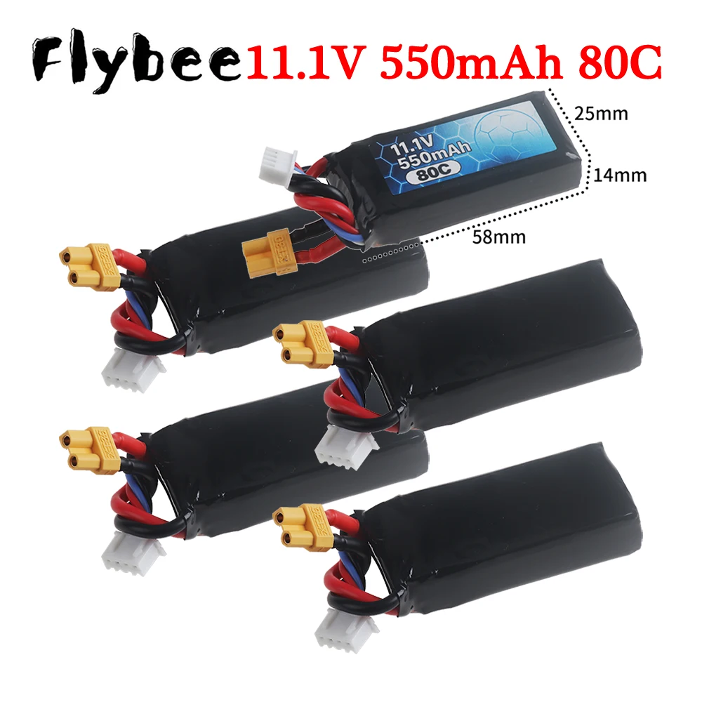 Lithium Polymer 11.1V 550mAh 80C Rechargeable Battery With XT30 Plug For RC Helicopter Quadcopter FPV Racing Drone Parts