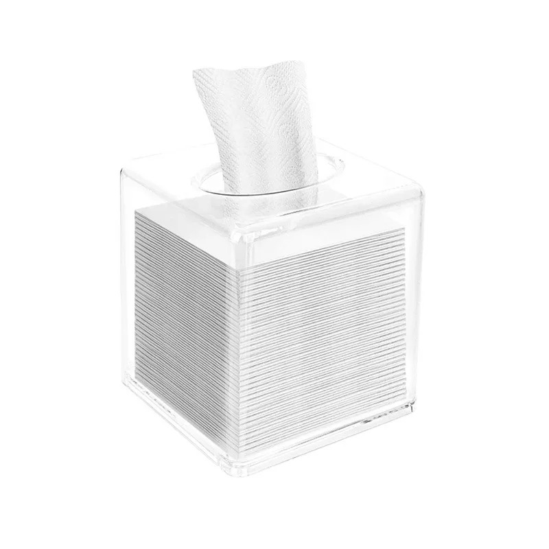 Creative Clear Square Acrylic Tissue Box Napkin Holder Desktop Acrylic Paper Towel Dispenser Tissue Box For Toilet Restaurant