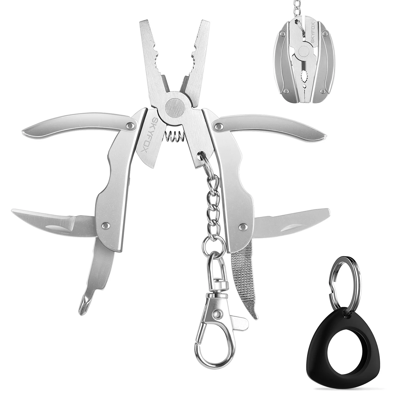 Mini EDC Polished 6-in-1 Stainless Steel Multi-Purpose Pliers Multi-Purpose Tool Ideal for Outdoor Use