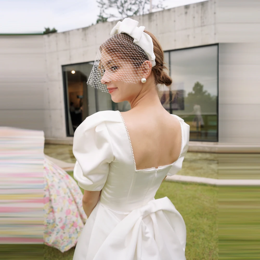 فستان الحفلة الراقصة على شكل حرف A فستان قصير للحفلات الراقصة فساتين كوكتيل من الساتان بطول الشاي فستان حفلة موسيقية مثير بنصف الأكمام #4