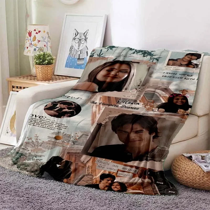 The Vampire Diaries 3D printed flannel plush blanket bedspread sofa lazy blanket outdoor lunch break blanket travel quilt cover