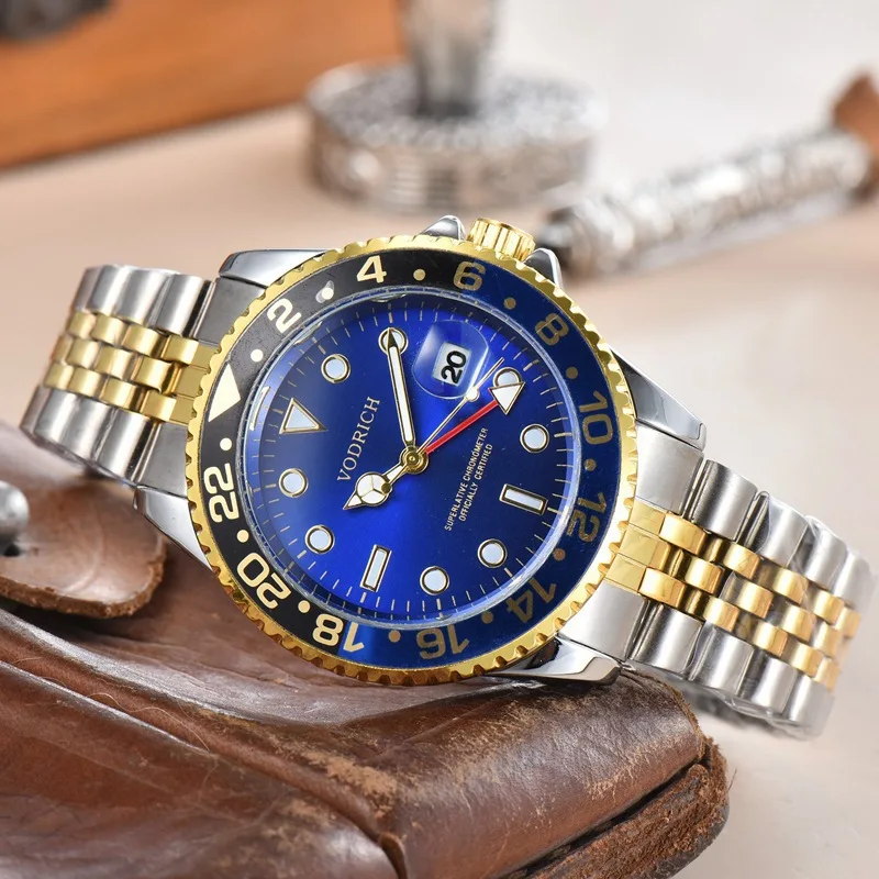 -メンズオリジナルブランド腕時計ゴールドファッションフルスチールバンドシンプルな日付クォーツヴィンテージ腕時計シルバーモントルオムレロホオムブレ