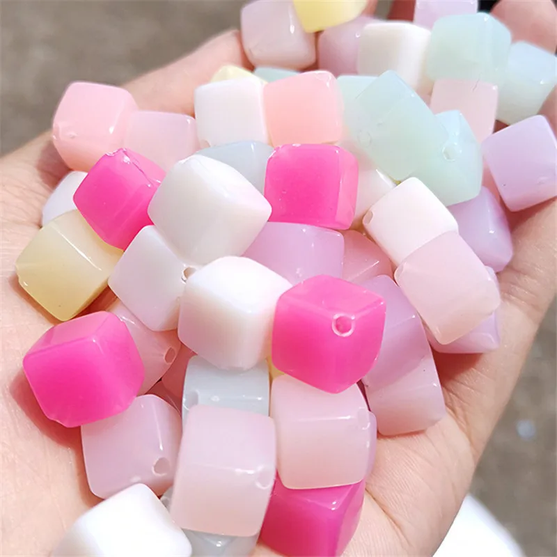 New Acylic Jelly Colors Jewelry Square Cube Beads 10mm 450pcs DIY Ornament Accessories Necklace Earring Bracelet Hair Band Decor