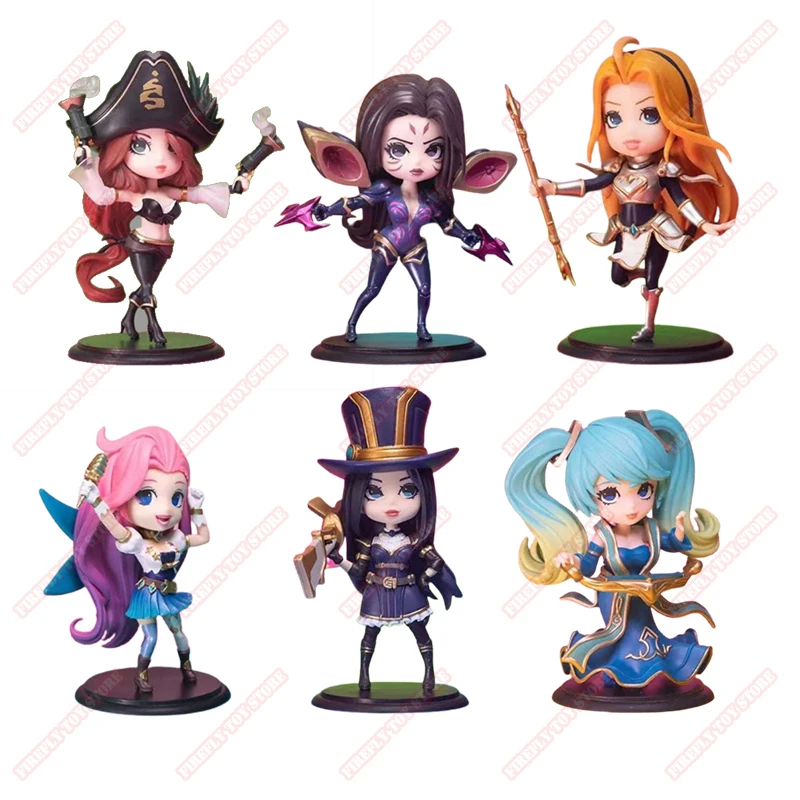 Original League of Legends Animation Game Peripheral Toys Q-Version Lux Kaisa Seraphine Anime Action Model Figures Collection