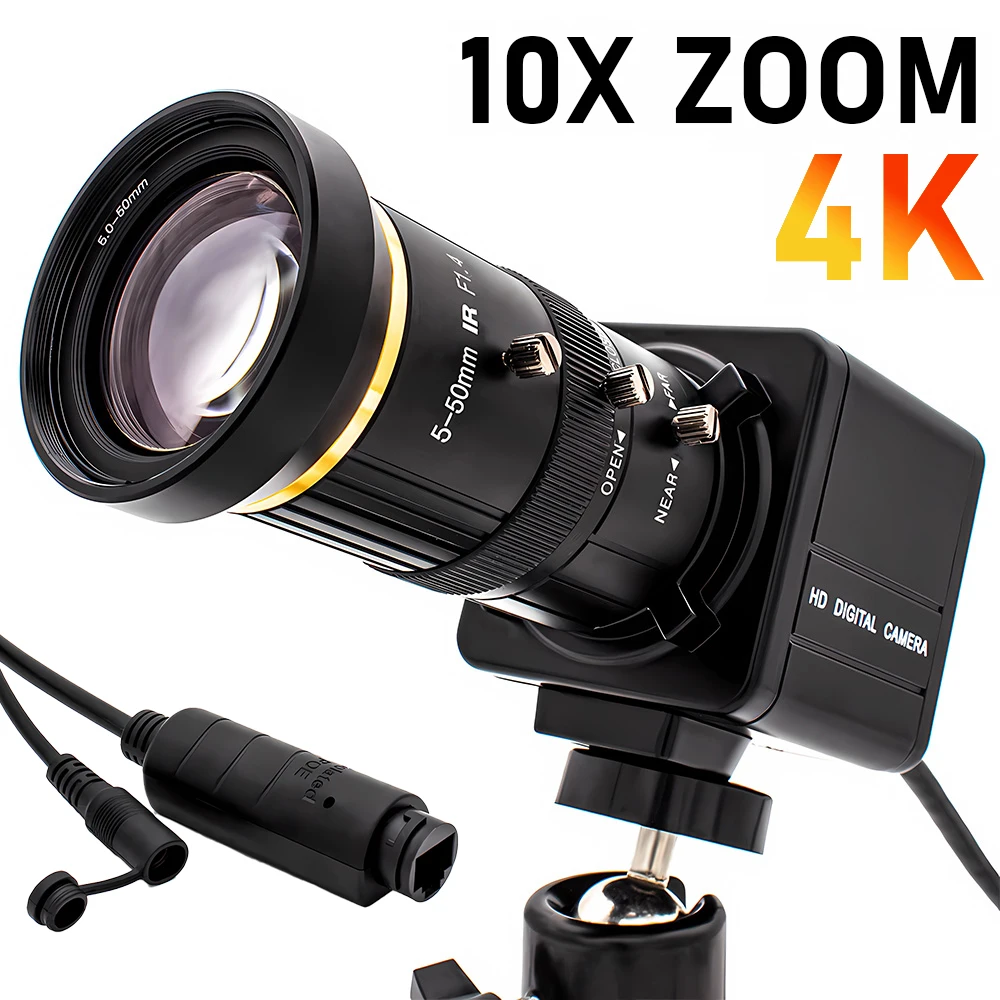 

4K 10X Zoom IP Camera 8MP 1/2.8" IMX415 CMOS CCTV Varifocal Lens Onvif H.265 RTSP Industrial Digital Live Stream Security Webcam