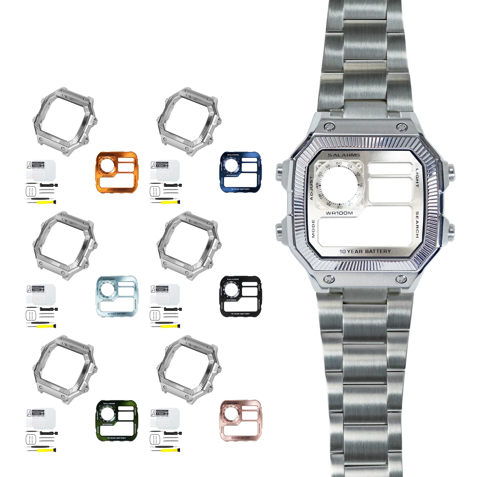 Royale Upgrade-Mod-Kit für Casio AE1200 316L Edelstahl DD-Lünette Uhrengehäuse Metall-Zifferblatt-Ersatzteile-Kombination
