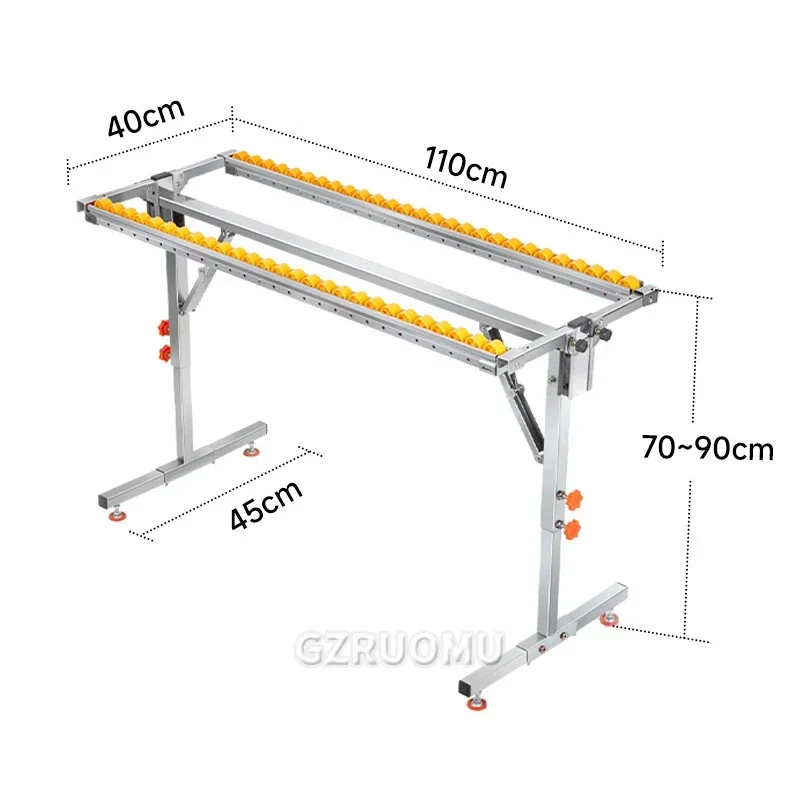 Wood Cutting Bracket with Roller - Folding Adjustable Height, Double-Row Transport Pulley, Saw Table Transport Support Frame
