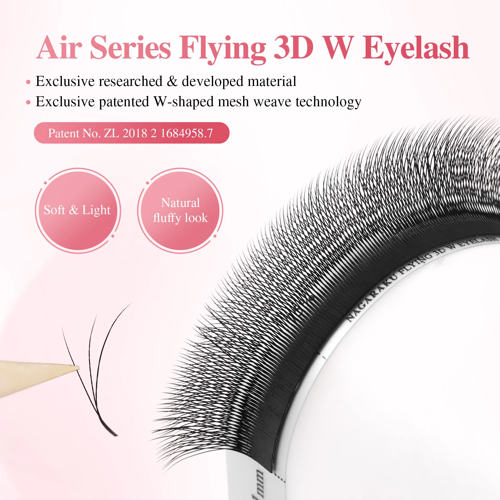 NAGARAKU Flying 3D W-Form Natürliche Weiche Leichte Handgewebte Fächer Automatische Blumen-Falsche Wimpernverlängerungen Fox – Detail 2