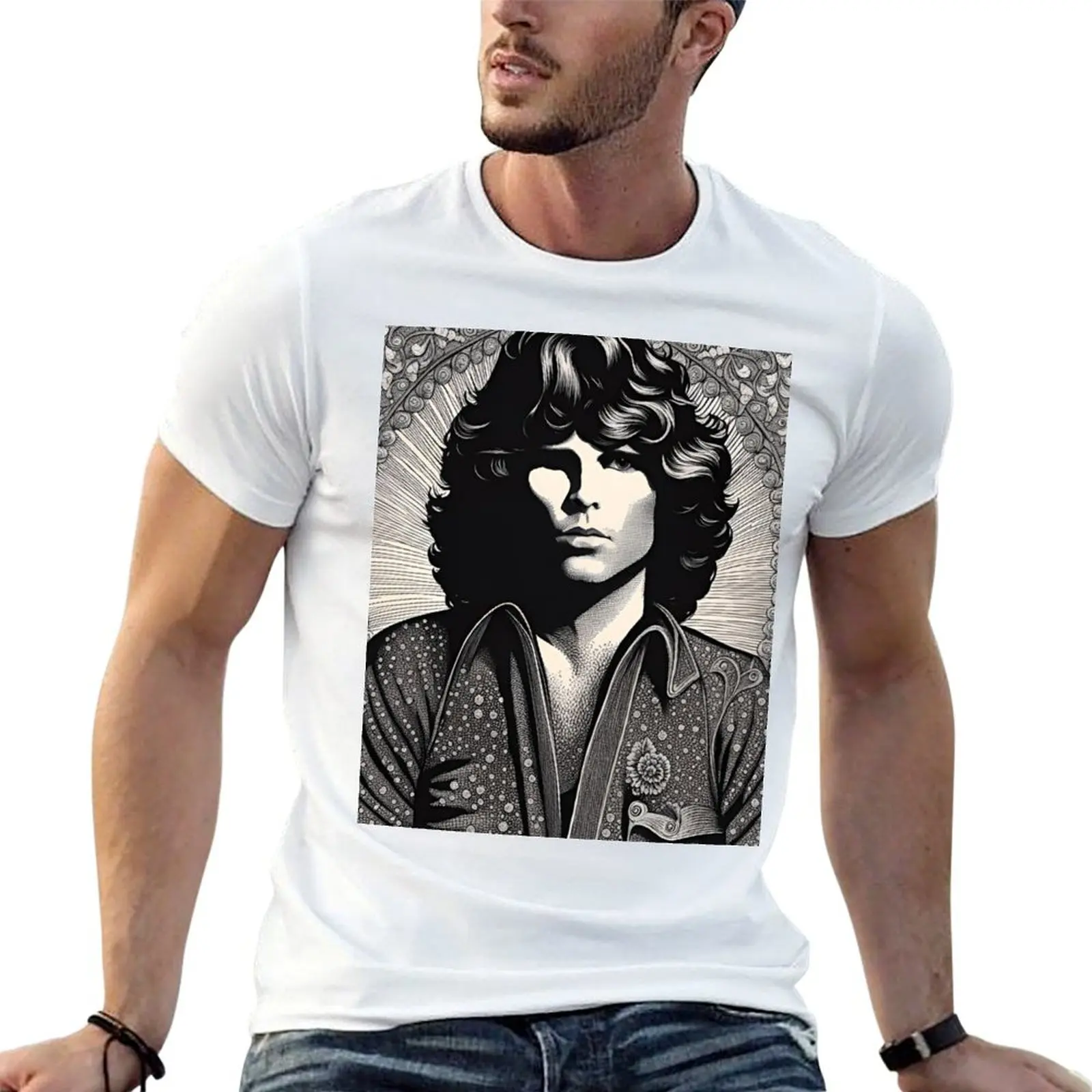 

Jim Morrison Art The American Poet T-Shirt man t shirt cotton high quality man t shirts graphic t shirt man cotton T-shirt
