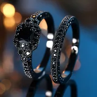 Zirconia Engagement Rings for Men and Women Dark Color Wedding Pair of Classic Synthetic Jewelry