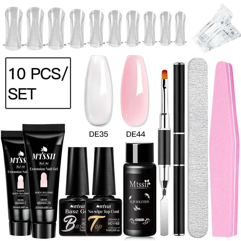 

10pcs 20ml Extension Nail Gel Set Full Manicure Kit Crystal Acrylic Quick Extension Nails Building Fingertips Tools Set Supplies