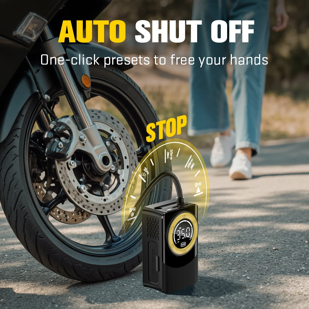 

New Carsun 21-Cylinder Wireless Digital Air Pump: Features Lighting, Multi-Mode Adjustment, Fits Bikes, Motorcycles, Cars, Balls