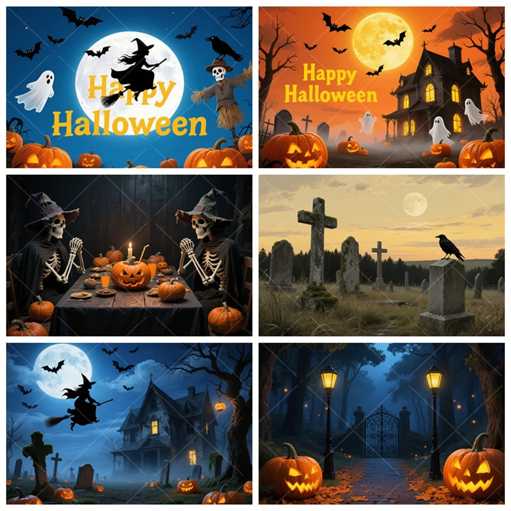 

Halloween Backdrop Horror Festival Party Banner Kid Cartoon Decoration Custom Portrait Background Photography Studio Props