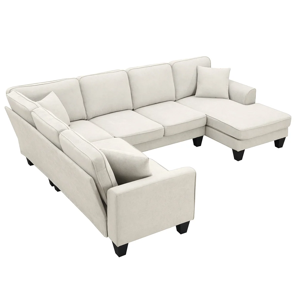 Modern 7-Seat Fabric Combination Sofa Living Room Apartment Set