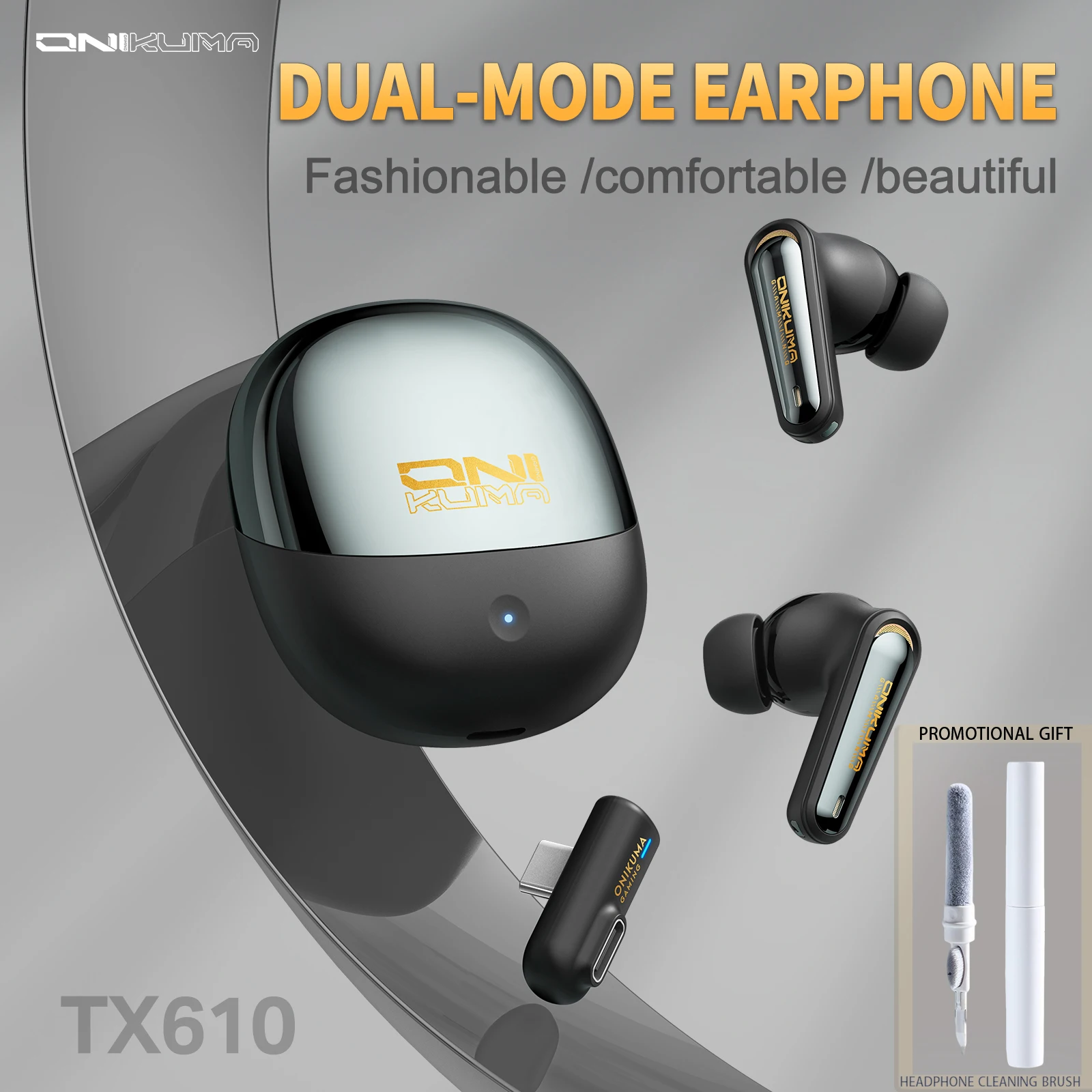 

ONIKUMA TX610 Dual Mode Wireless Earbuds 2.4Ghz Headphone with Touch Control Charging Box Independent Connection MusicEarphone