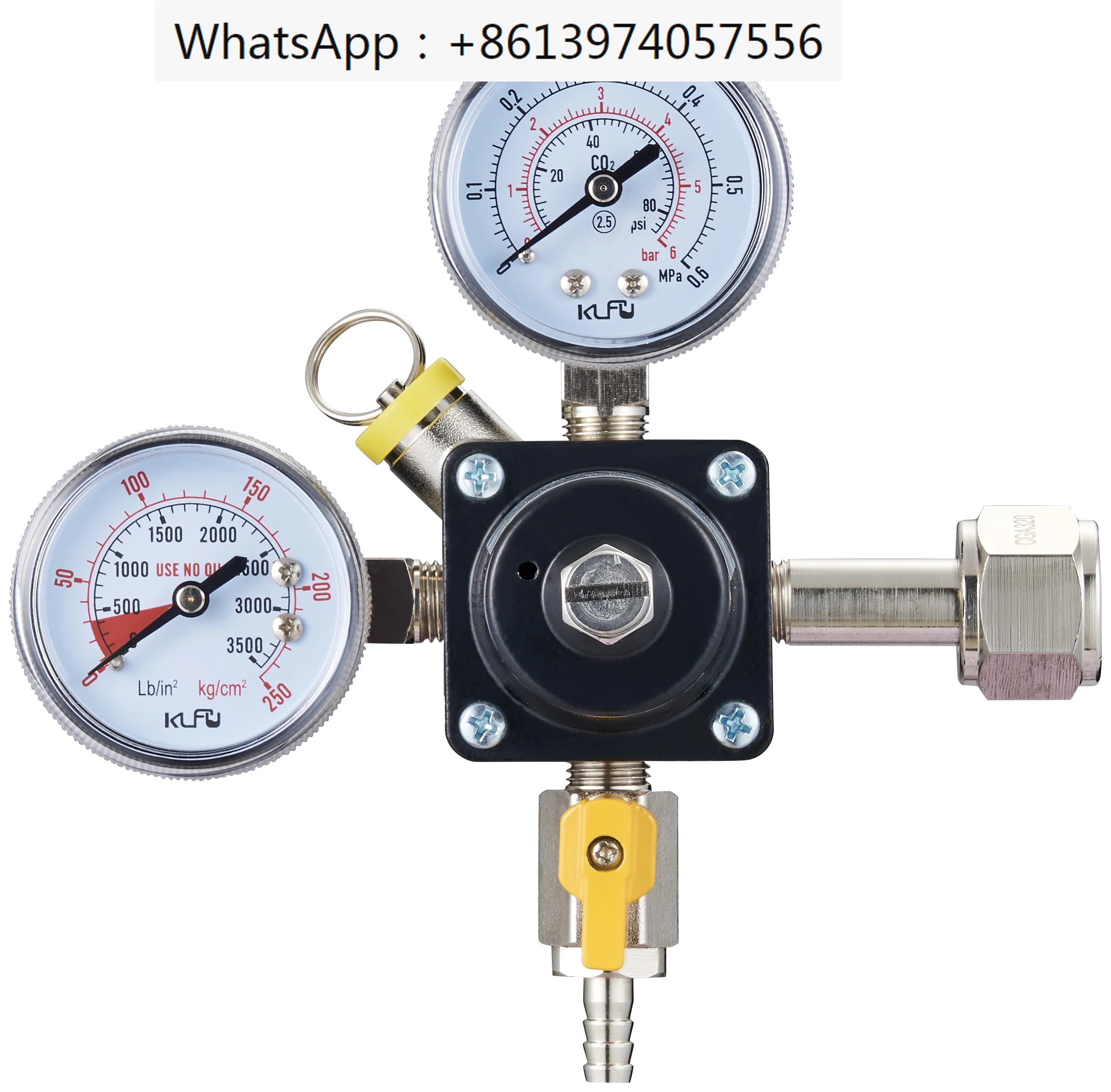 Square Brass Pressure Reducing Valve Draft Beer Brewing CO2 Regulator