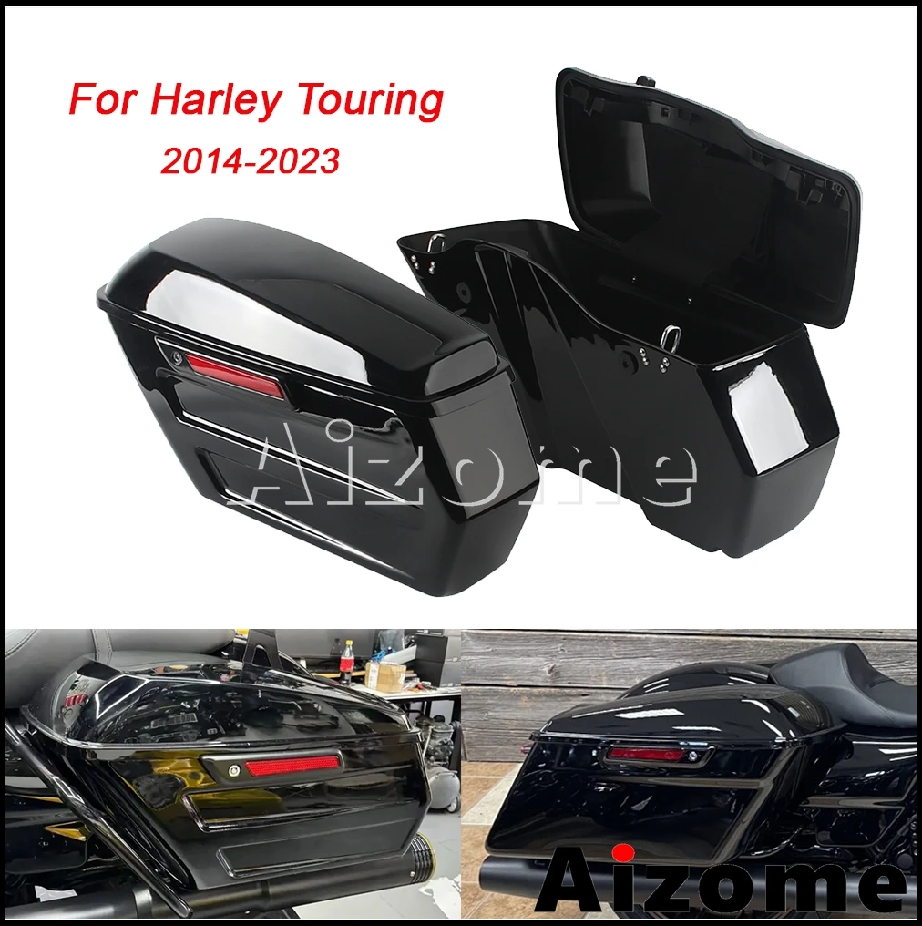 

Черные мотоциклетные кофры для хранения багажа для Harley Touring Street Road Glide Road King 2014-2023, 22 задних жестких кофра-седельных сумки