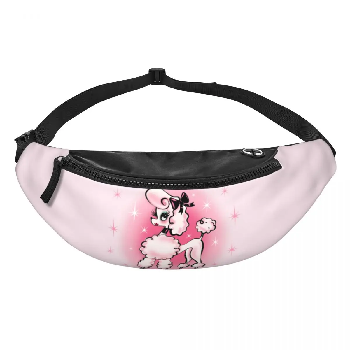 Cool Posh Poodle On Pink riñonera para hombres y mujeres, bolso de cintura cruzado de perro de dibujos animados para correr, bolsa de dinero para teléfono