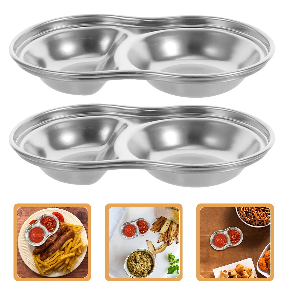 

2pcs Stainless Steel Sauce Dishes 6.5Cm Household Condiment Plates For Sushi Soy Vinegar Dipping Kitchen Seasoning Bowls Dipping