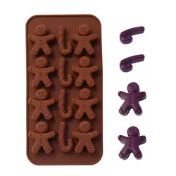 Gingerbread Silicone Mold Baking Christmas Candle Making Mold With Candy Cane Shape Christmas Accessories For Ice Cube Dessert