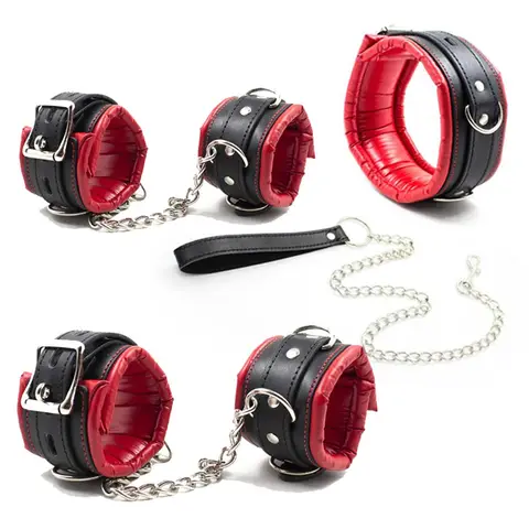 Sex Toy Kit of Erotic Adults Toys Handcuffs Ankle Cuffs Collar Sex Toys for Woman BDSM Sex Bondage Set Adults Games Sex Products