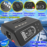300W Rated 4000W Peak Car Power Inverter DC 12V to 110V 220V Dual USB LED Display 8 Protections for Camping Emergency