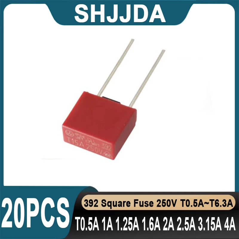 (20 pieces) 392 Fuse Square 250V T0.5A T1A T1.25A T1.6A T2A T2.5A T3.15A T4A T5A T6.3A T8A T10A 392 Fuse Power Fuse Slow Break