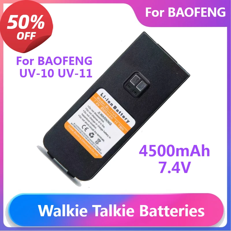 

Walkie Talkie Batteries For BAOFENG UV-10 UV-11 Two Way Radios Li-ion Battery 4500mAh