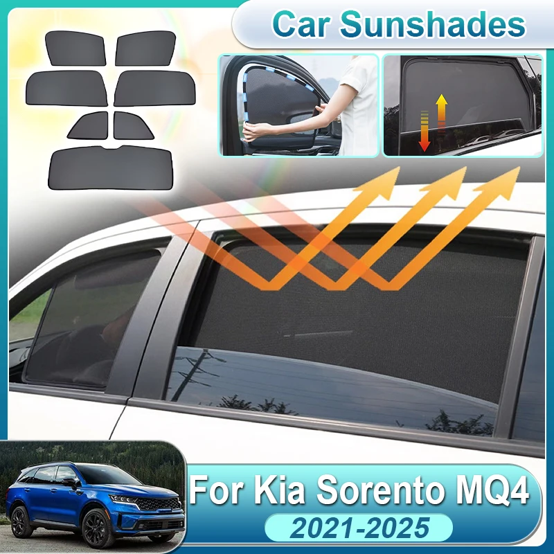 

Car Sunshades For Kia Sorento Accessories 2025 MQ4 2021-2025 Front Rear Windshield Side Window Sun Visor Covers Auto Accessories