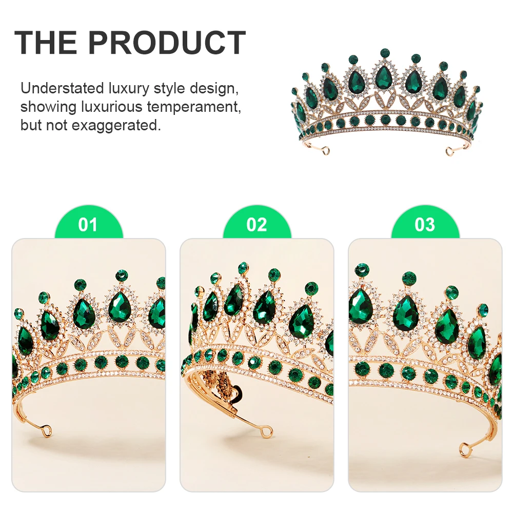 

Rhinestone Crown Jewelry Headdress Wedding Prop Tiara Bride Hair Accessories Women Retro Vintage Decor