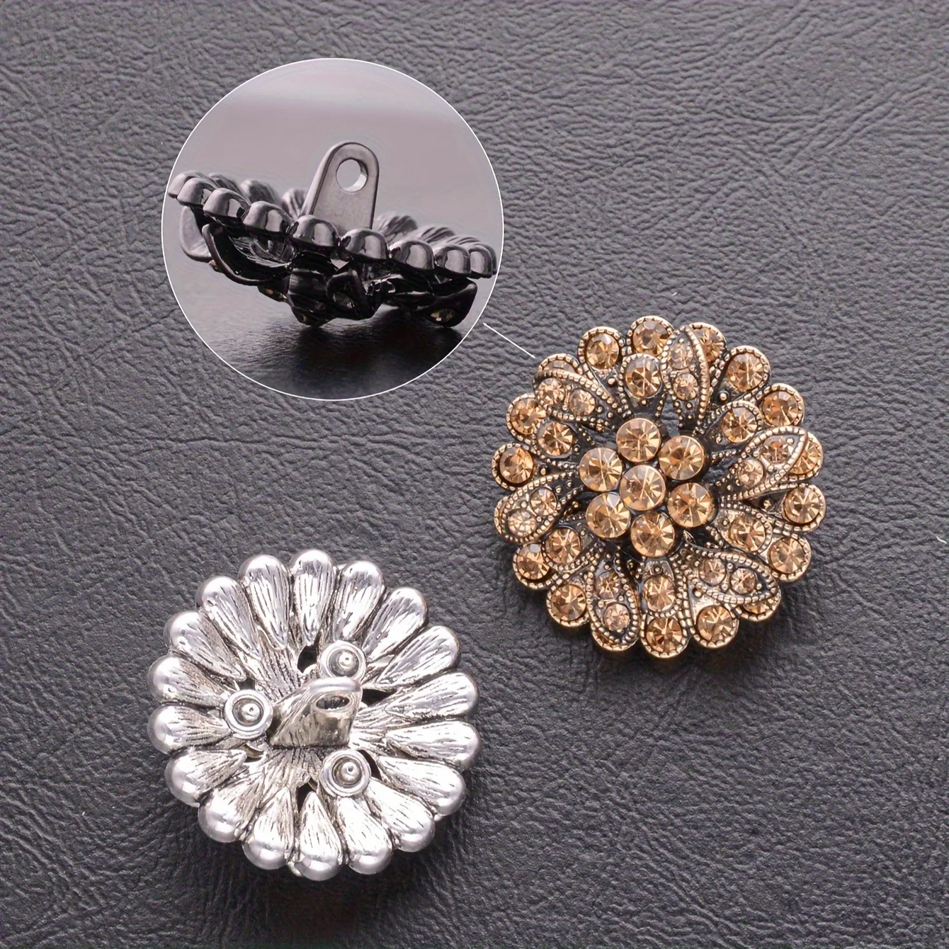 3/6pcs Three Layer Rhinestone Vintage Flower-Shape Metal Buttons For Clothing Decorative DIY Fashion Sewing Buttons 25mm