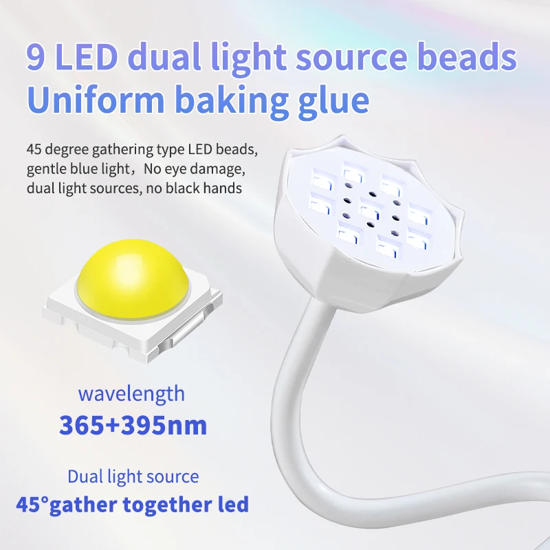 Mini lampada per unghie UV LED Asciugatrice per unghie ricaricabile Rilevazione automatica Touch Control Luce per unghie ad asciugatura rapida 360 °   Lampada per unghie da tavolo pieghevole
