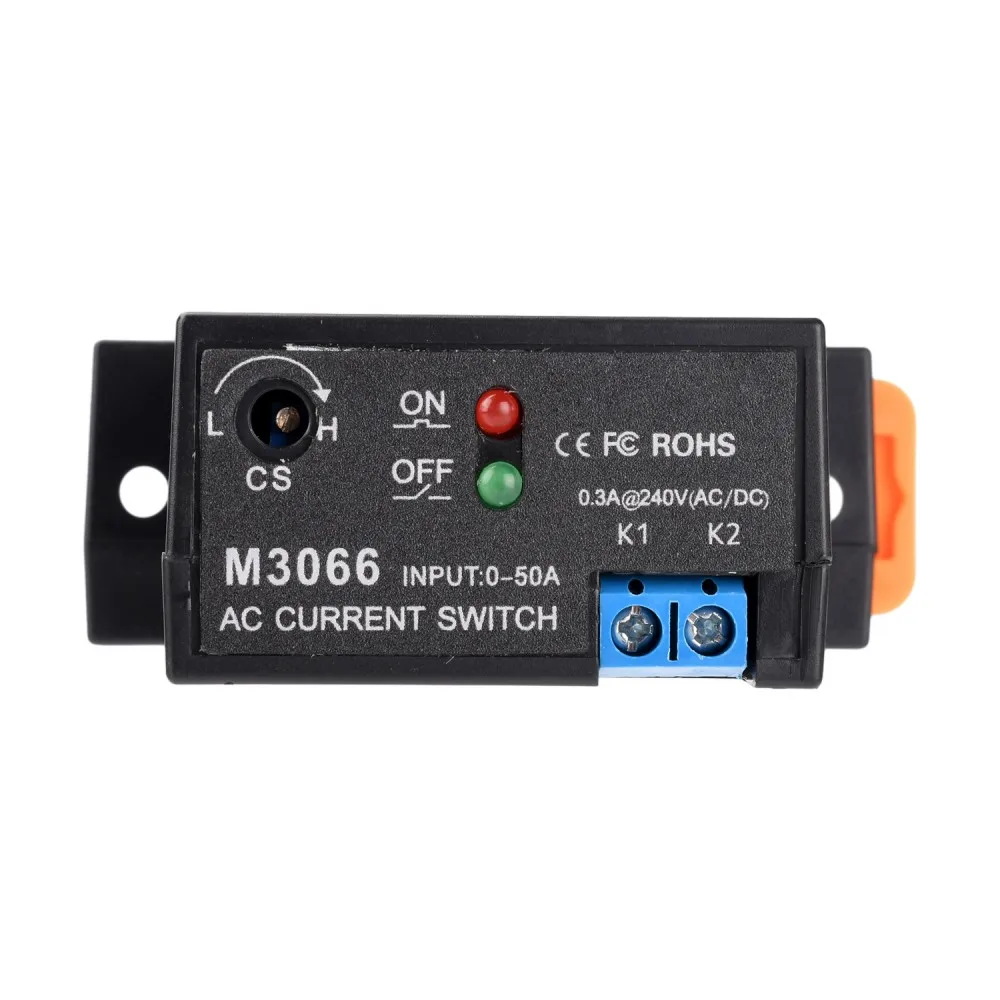 AC Current Sensing Switch M3060/M3066, 0.2-50A Adjustable, Transformer-Based NO/NC Relay for PLC/Machinery/Pipe Systems.