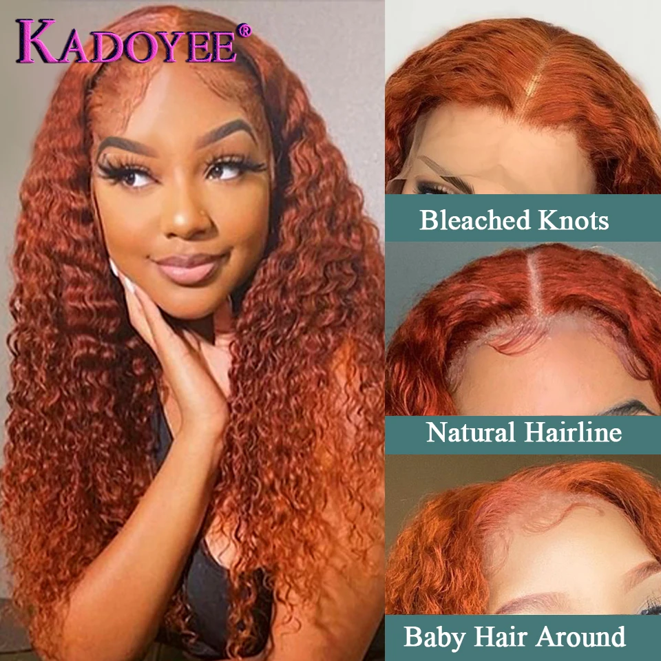 Deep Curly Wigs For Women Ginger Orange 13x4 Lace Front Wigs Human Hair Brazilian HD Lace Wigs With Baby Hair Pre Plucked Remy