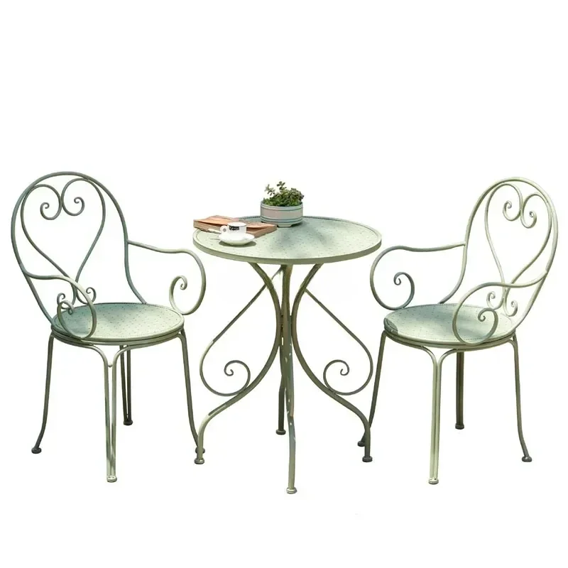 Retro Iron Garden Furniture Sets Outdoor Courtyard Garden Balcony Table and Chair Set cafe Dining Table and Chairs